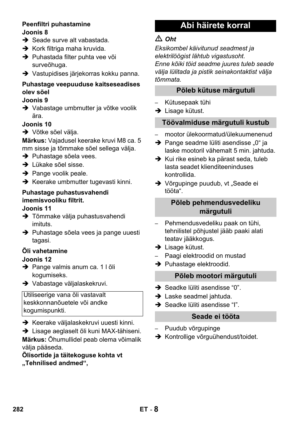 Abi häirete korral | Karcher HDS 650 4M BASICEU-I User Manual | Page 282 / 328