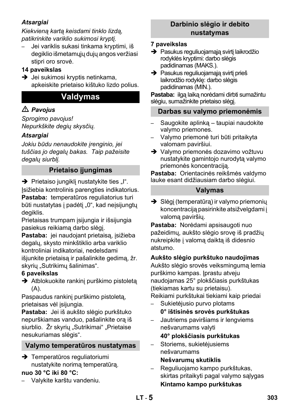 Valdymas | Karcher HDS 650 4M BASICEU-I User Manual | Page 303 / 328