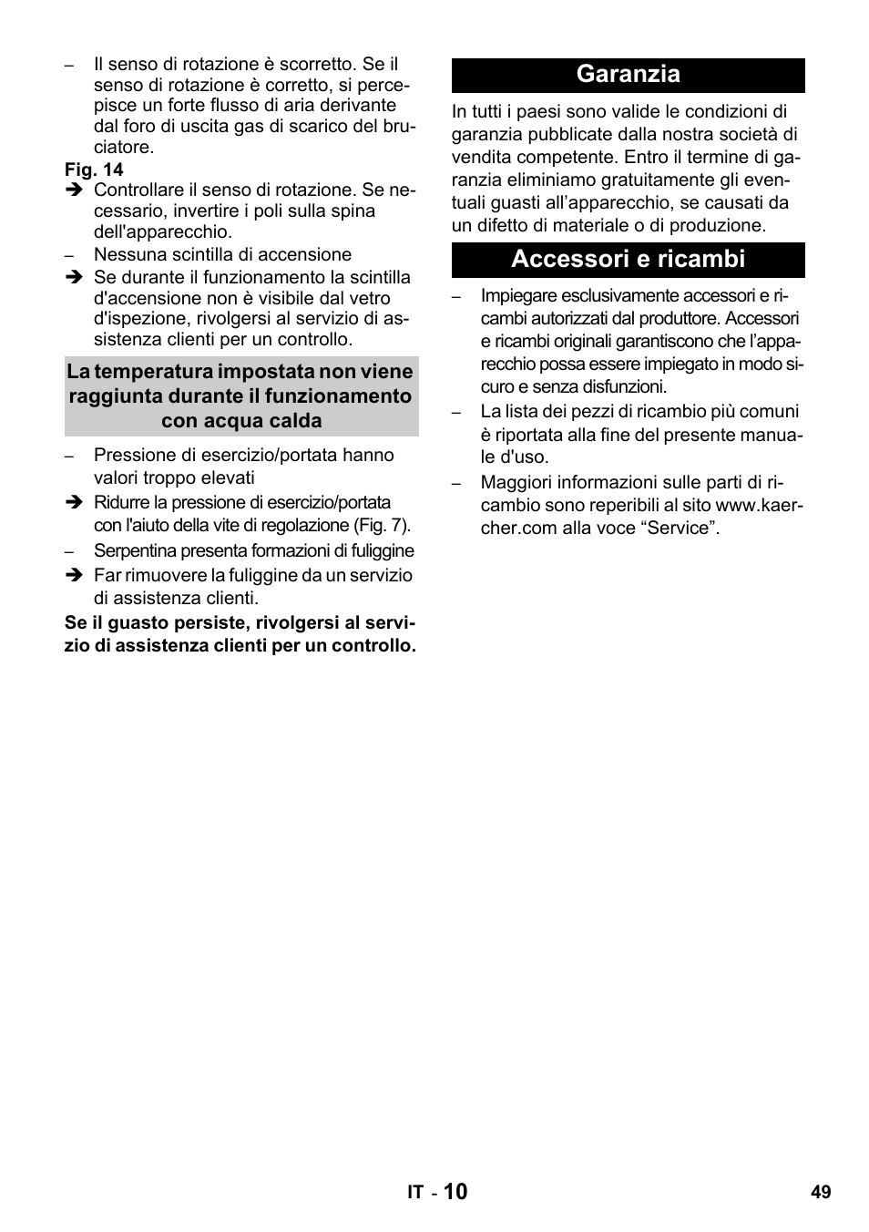 Garanzia accessori e ricambi | Karcher HDS 650 4M BASICEU-I User Manual | Page 49 / 328