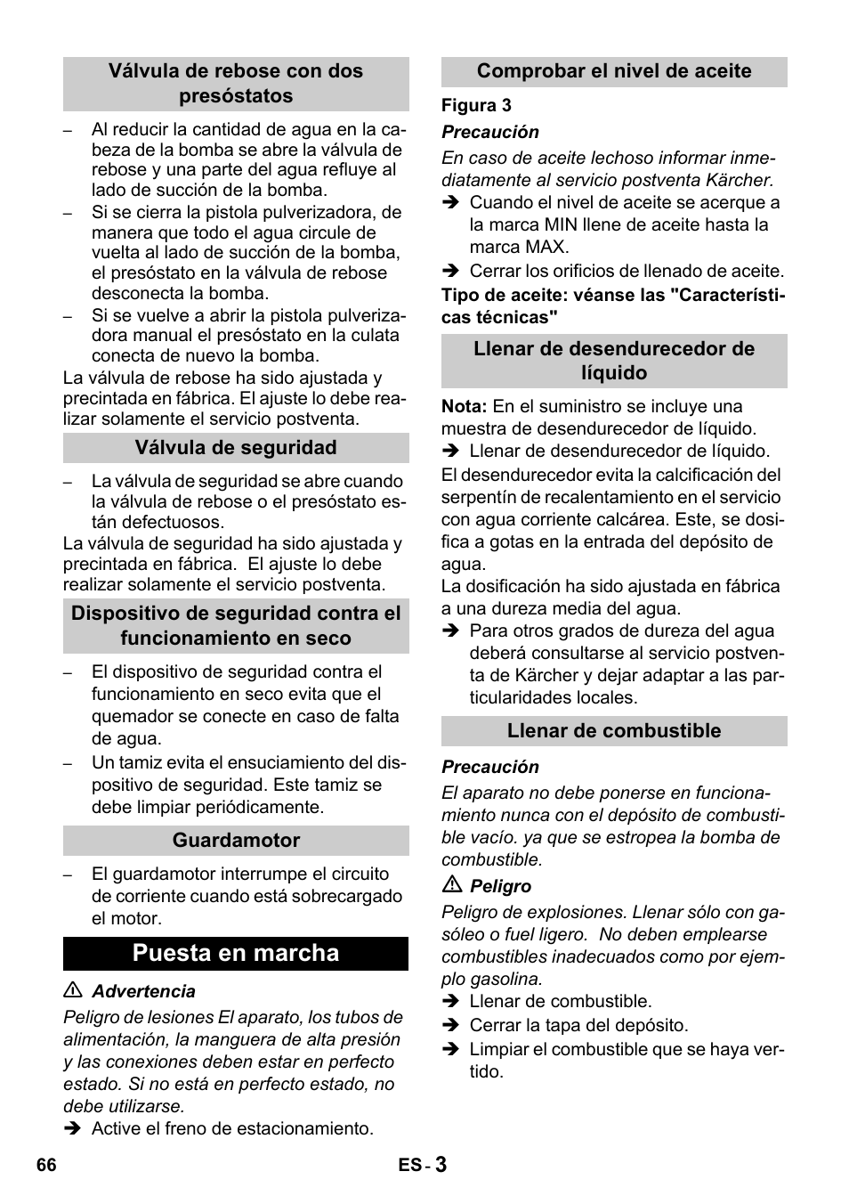 Puesta en marcha | Karcher HDS 650 4M BASICEU-I User Manual | Page 66 / 328