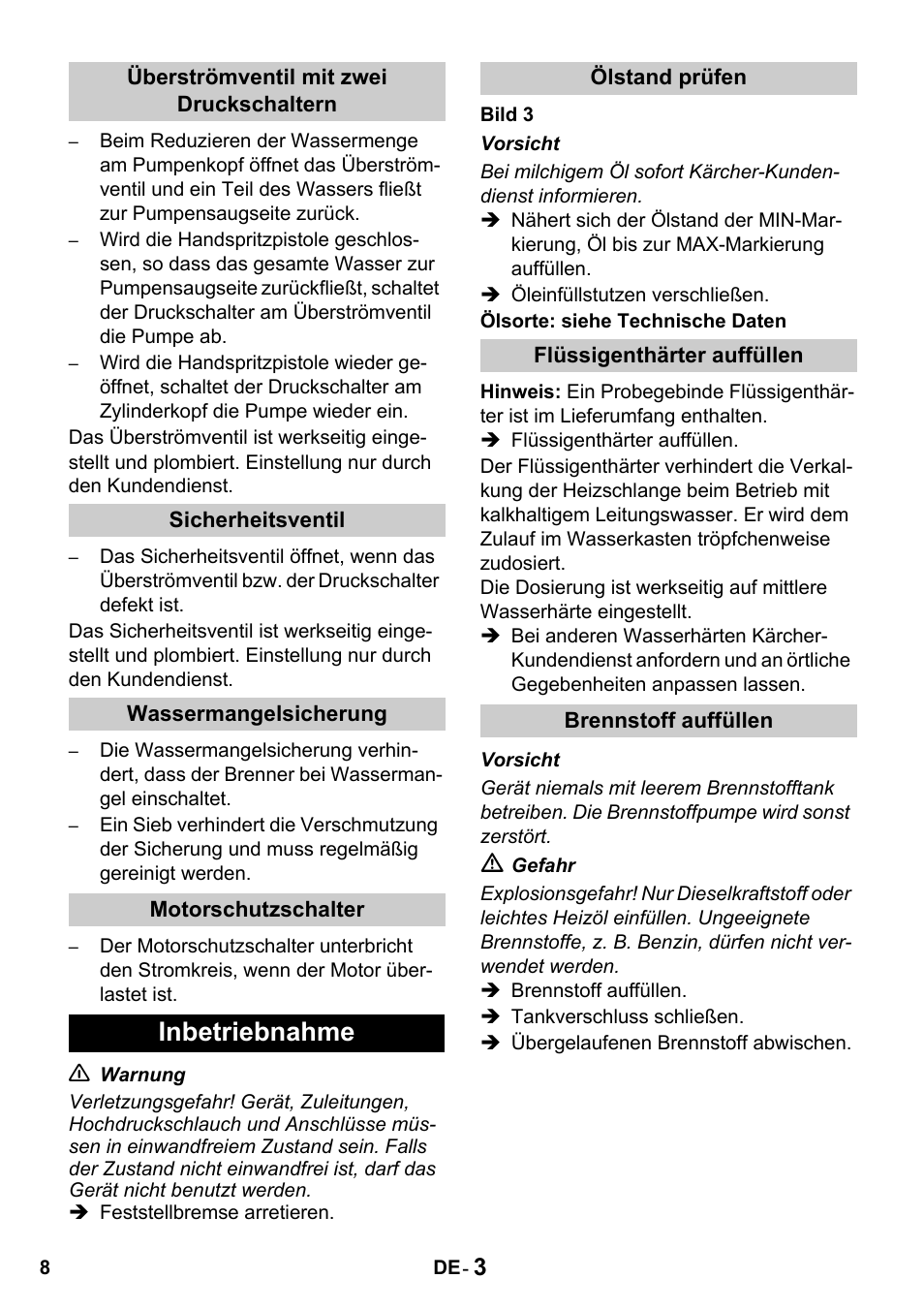 Inbetriebnahme | Karcher HDS 650 4M BASICEU-I User Manual | Page 8 / 328