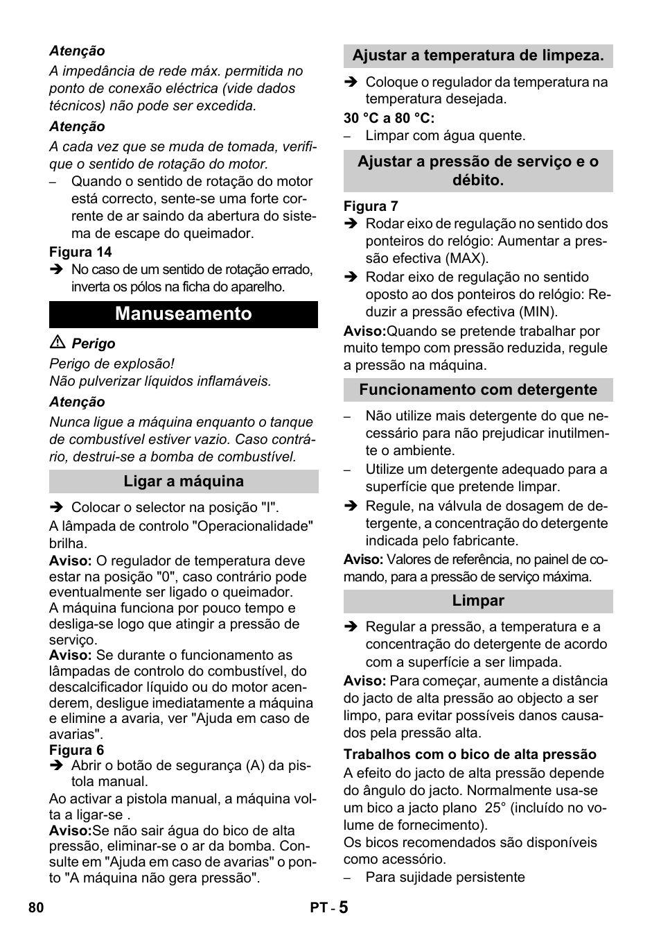 Manuseamento | Karcher HDS 650 4M BASICEU-I User Manual | Page 80 / 328