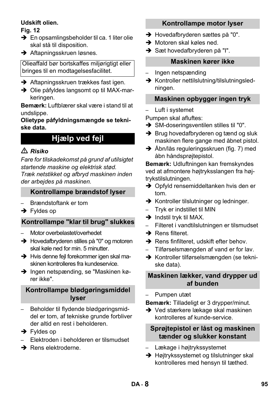 Hjælp ved fejl | Karcher HDS 650 4M BASICEU-I User Manual | Page 95 / 328