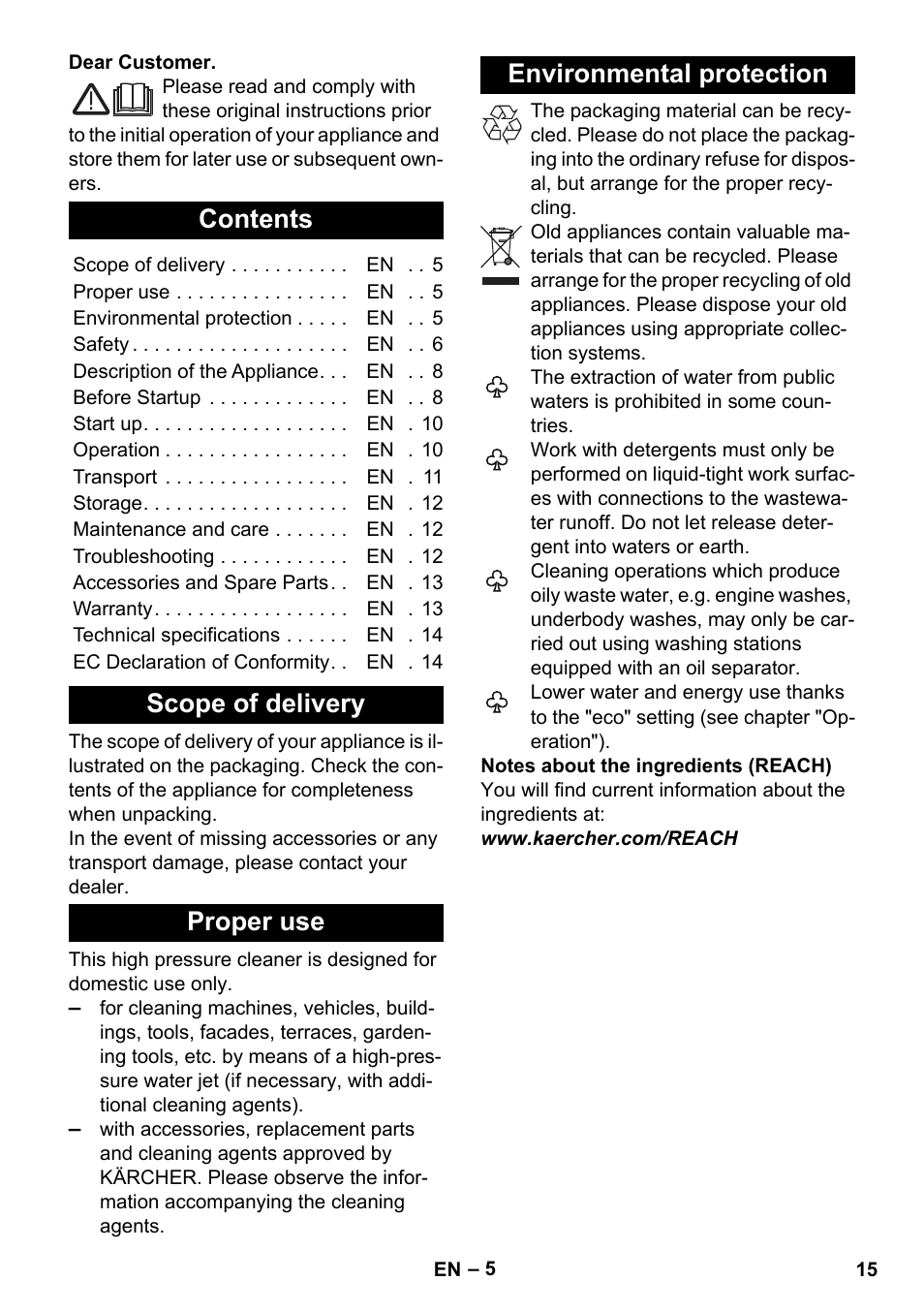 Karcher K 7 Premium eco!ogic Home User Manual | Page 15 / 296
