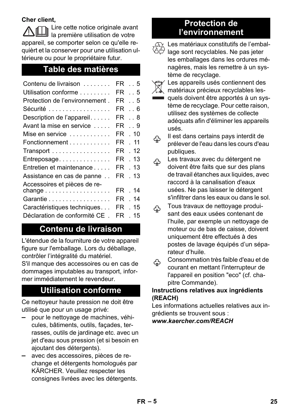 Karcher K 7 Premium eco!ogic Home User Manual | Page 25 / 296