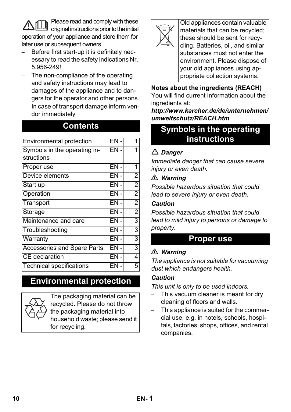 Karcher T 15-1 + ESB 28 Professional User Manual | Page 10 / 152