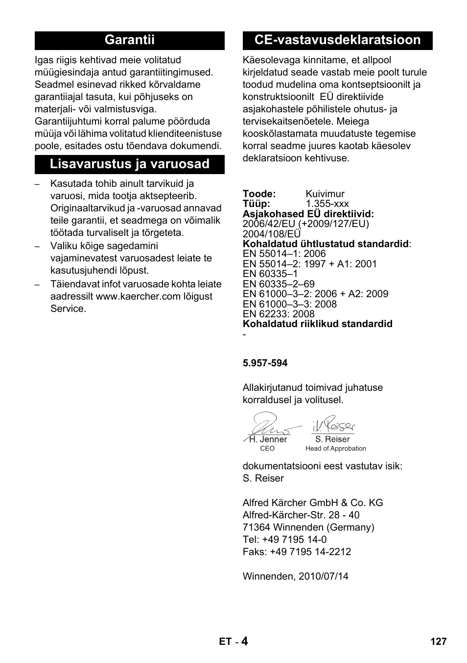 Karcher T 15-1 + ESB 28 Professional User Manual | Page 127 / 152