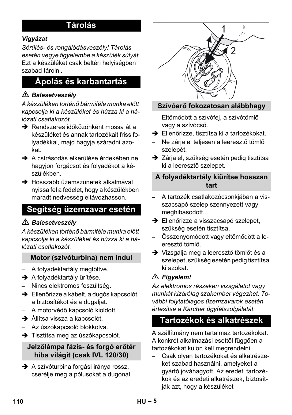 Tartozékok és alkatrészek | Karcher IVL 120-30 User Manual | Page 110 / 208