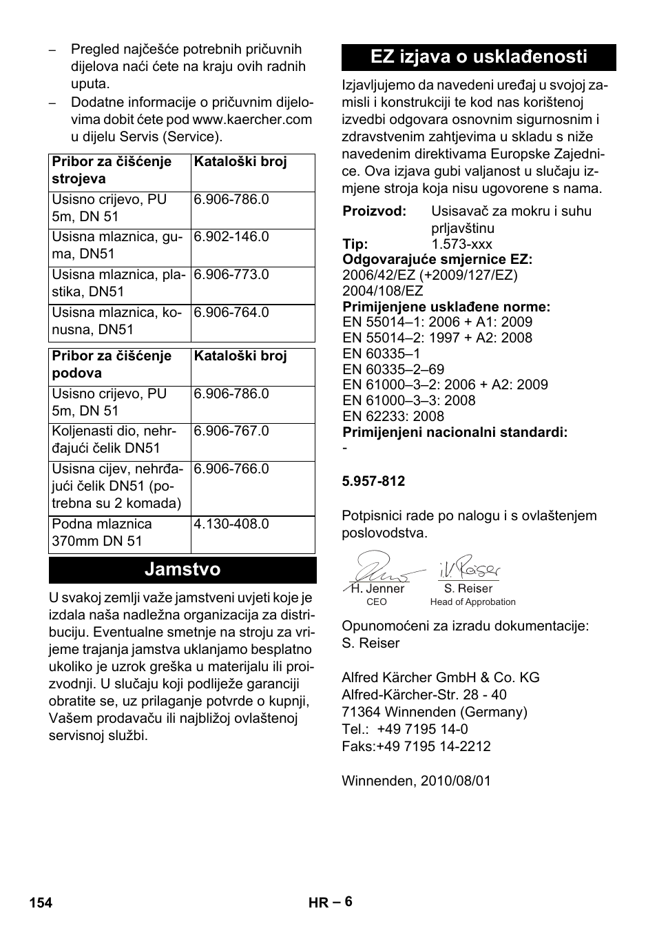 Jamstvo ez izjava o usklađenosti | Karcher IVL 120-30 User Manual | Page 154 / 208