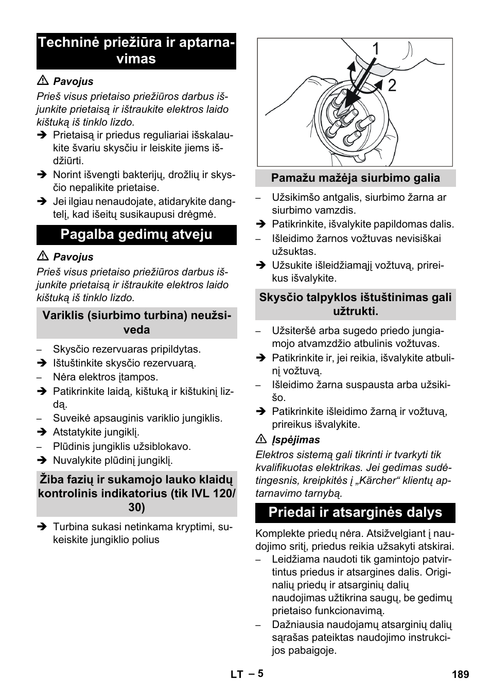 Priedai ir atsarginės dalys | Karcher IVL 120-30 User Manual | Page 189 / 208