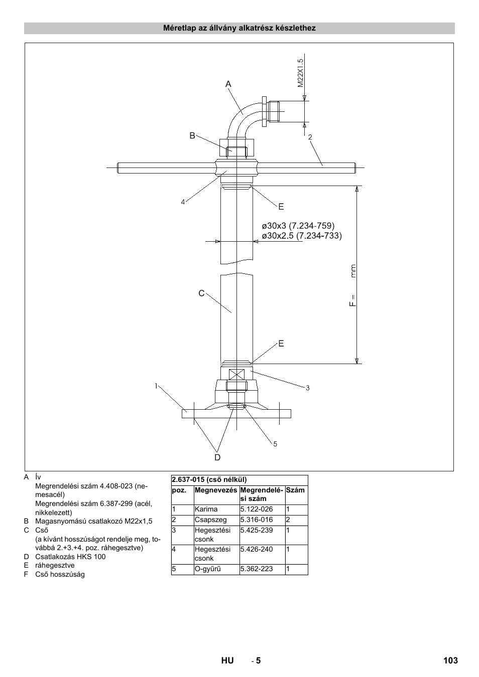 Méretlap az állvány alkatrész készlethez | Karcher HKS 100 User Manual | Page 103 / 124