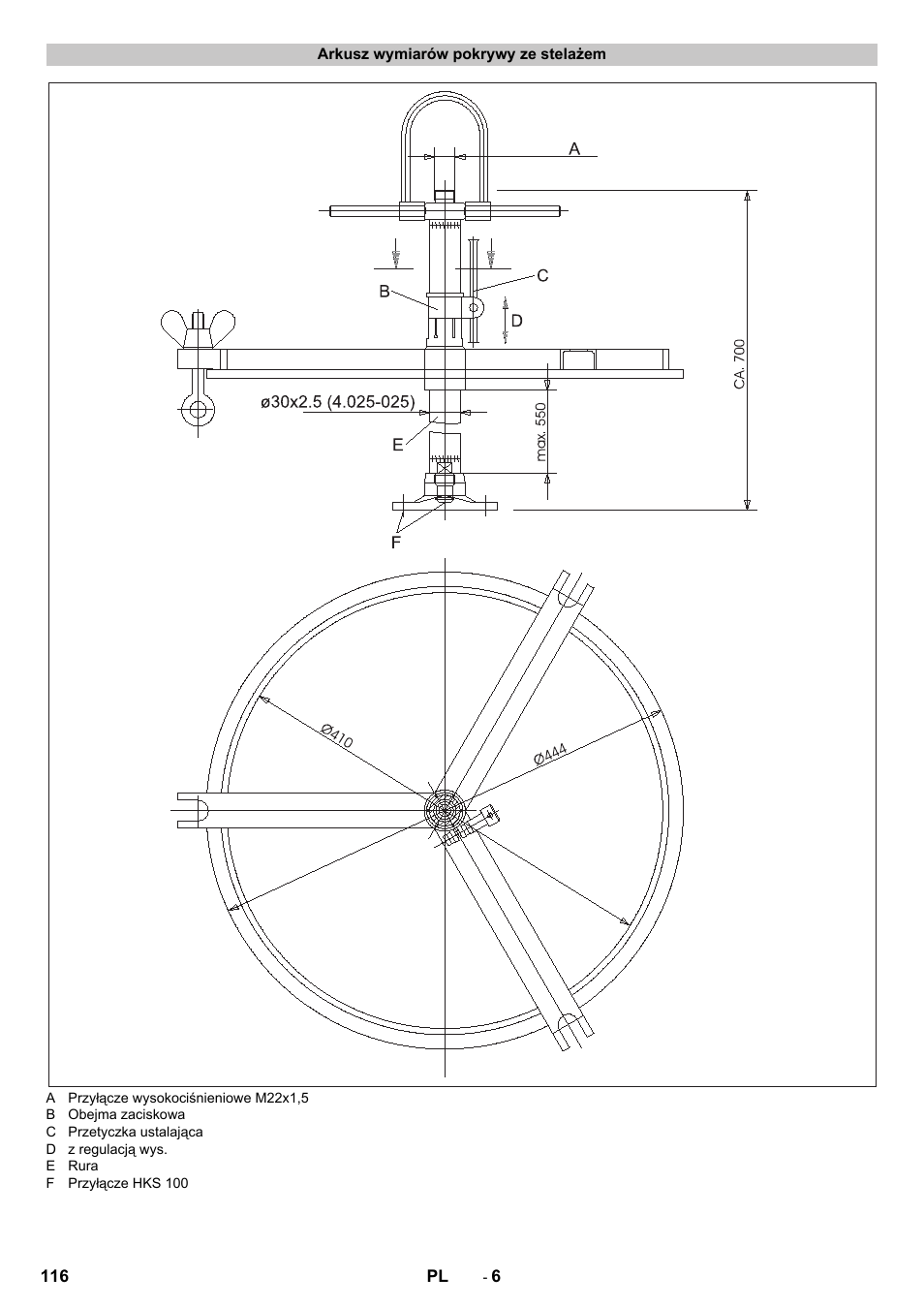 Arkusz wymiarów pokrywy ze stelażem | Karcher HKS 100 User Manual | Page 116 / 124