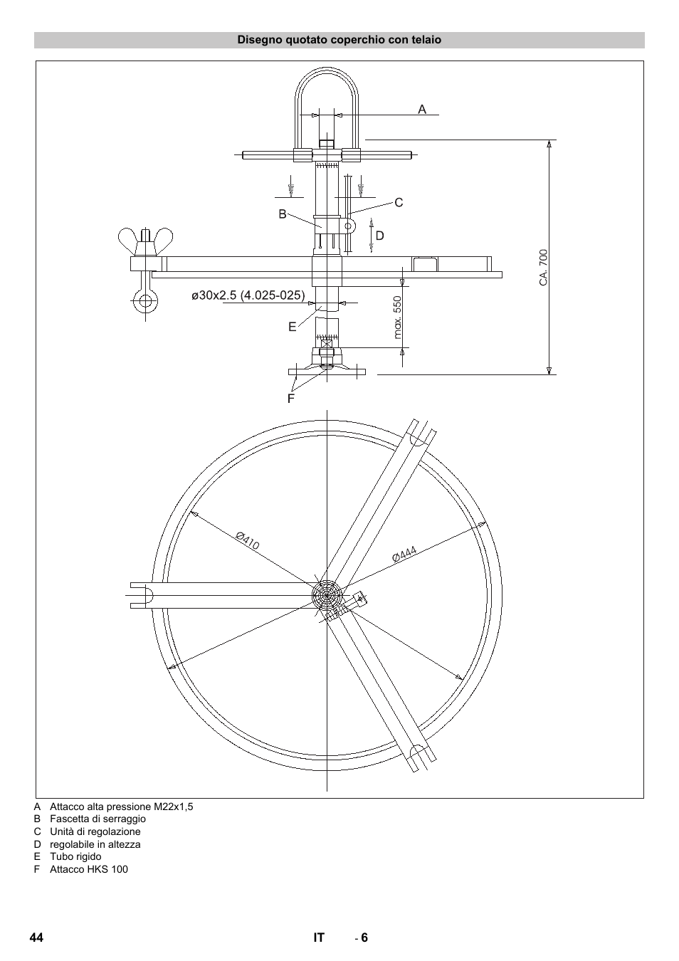 Disegno quotato coperchio con telaio | Karcher HKS 100 User Manual | Page 44 / 124