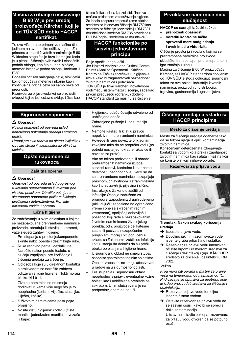 Čišćenje uređaja u skladu sa haccp principima | Karcher B 60 W Bp Pack Dose User Manual | Page 114 / 148