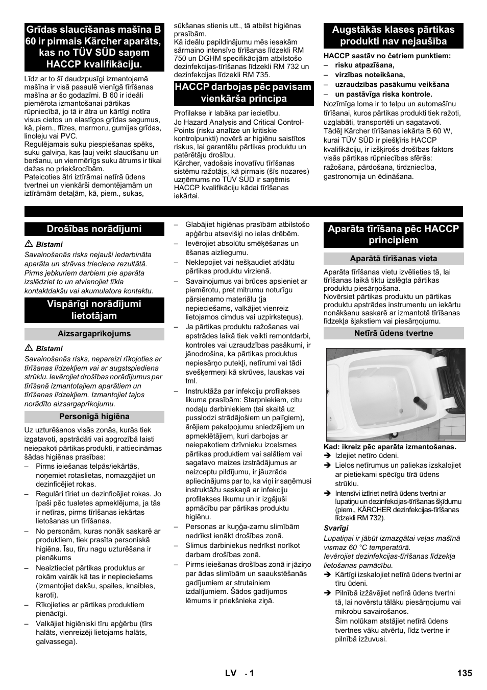 Aparāta tīrīšana pēc haccp principiem | Karcher B 60 W Bp Pack Dose User Manual | Page 135 / 148