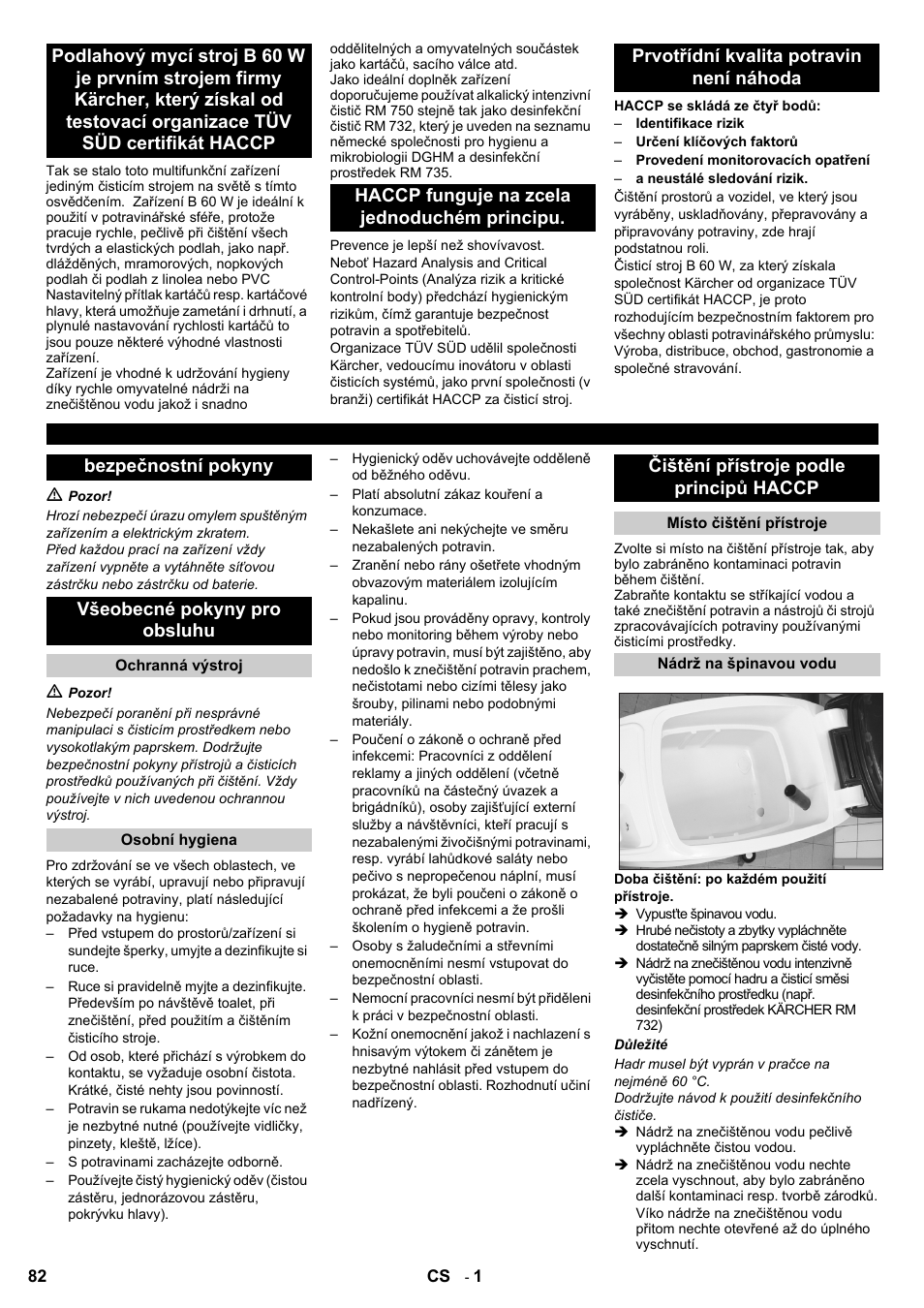 Čištění přístroje podle principů haccp | Karcher B 60 W Bp Pack Dose User Manual | Page 82 / 148