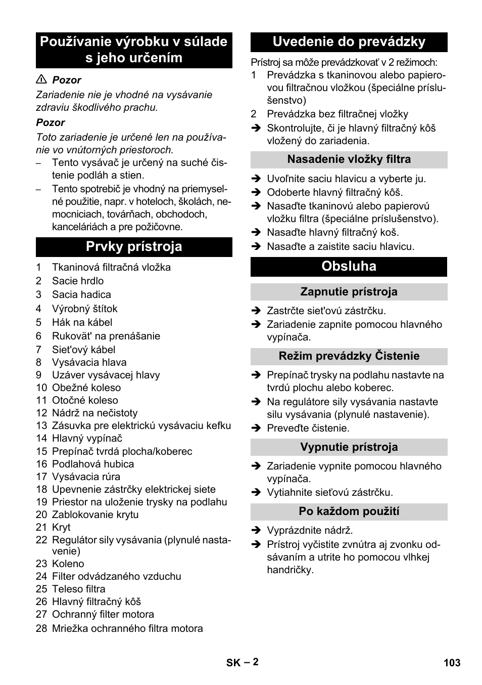 Obsluha | Karcher T 12-1 eco!efficiency User Manual | Page 103 / 152
