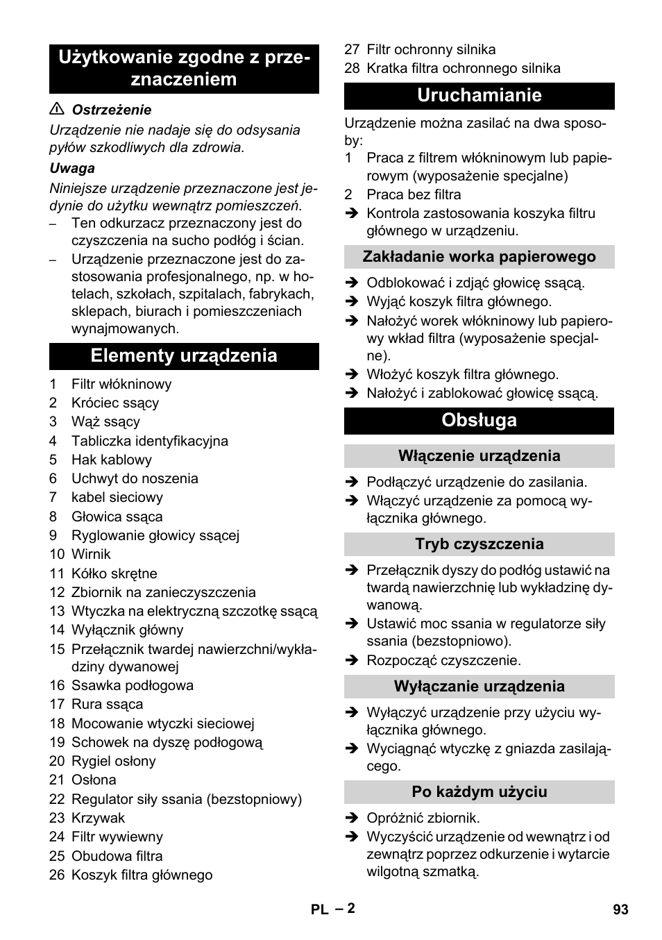 Obsługa | Karcher T 12-1 eco!efficiency User Manual | Page 93 / 152