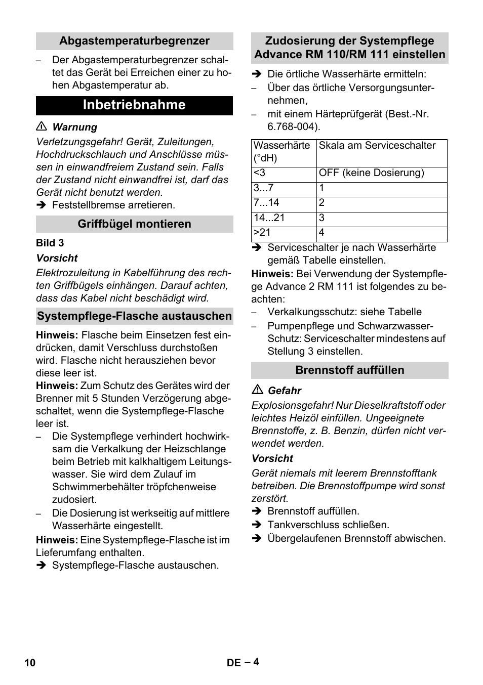 Inbetriebnahme | Karcher HDS 9-18-4M User Manual | Page 10 / 500