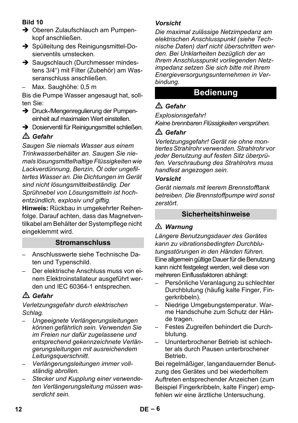 Bedienung | Karcher HDS 9-18-4M User Manual | Page 12 / 500