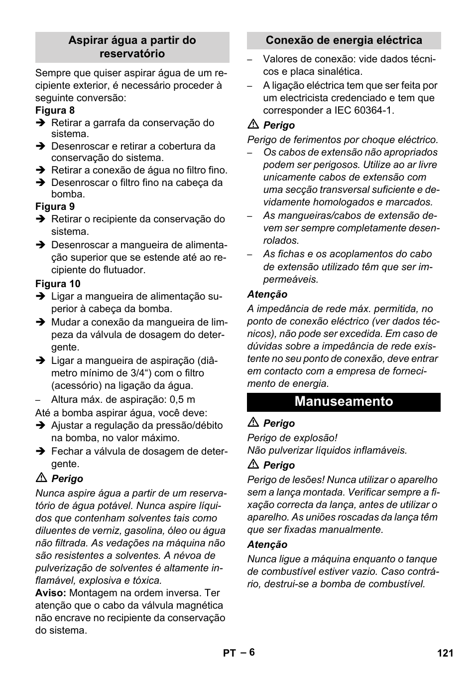 Manuseamento | Karcher HDS 9-18-4M User Manual | Page 121 / 500