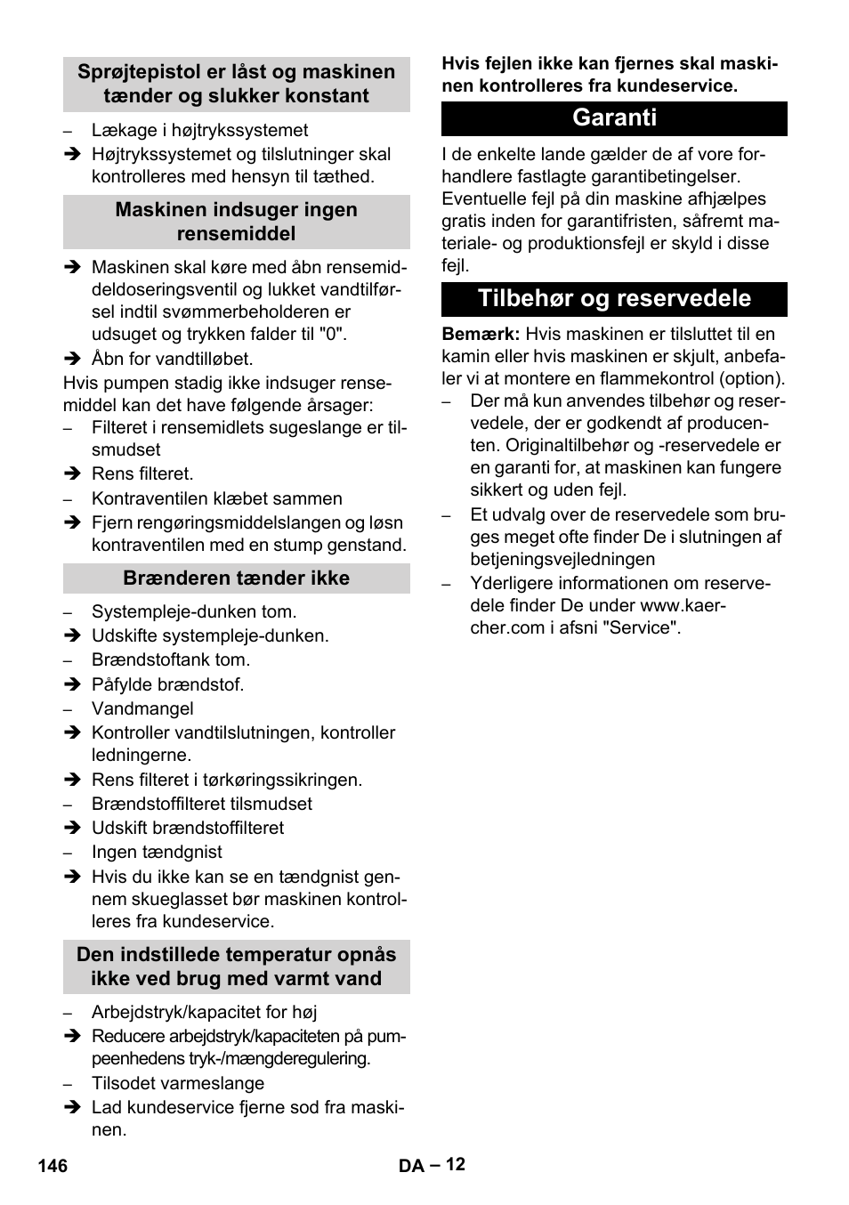 Garanti tilbehør og reservedele | Karcher HDS 9-18-4M User Manual | Page 146 / 500