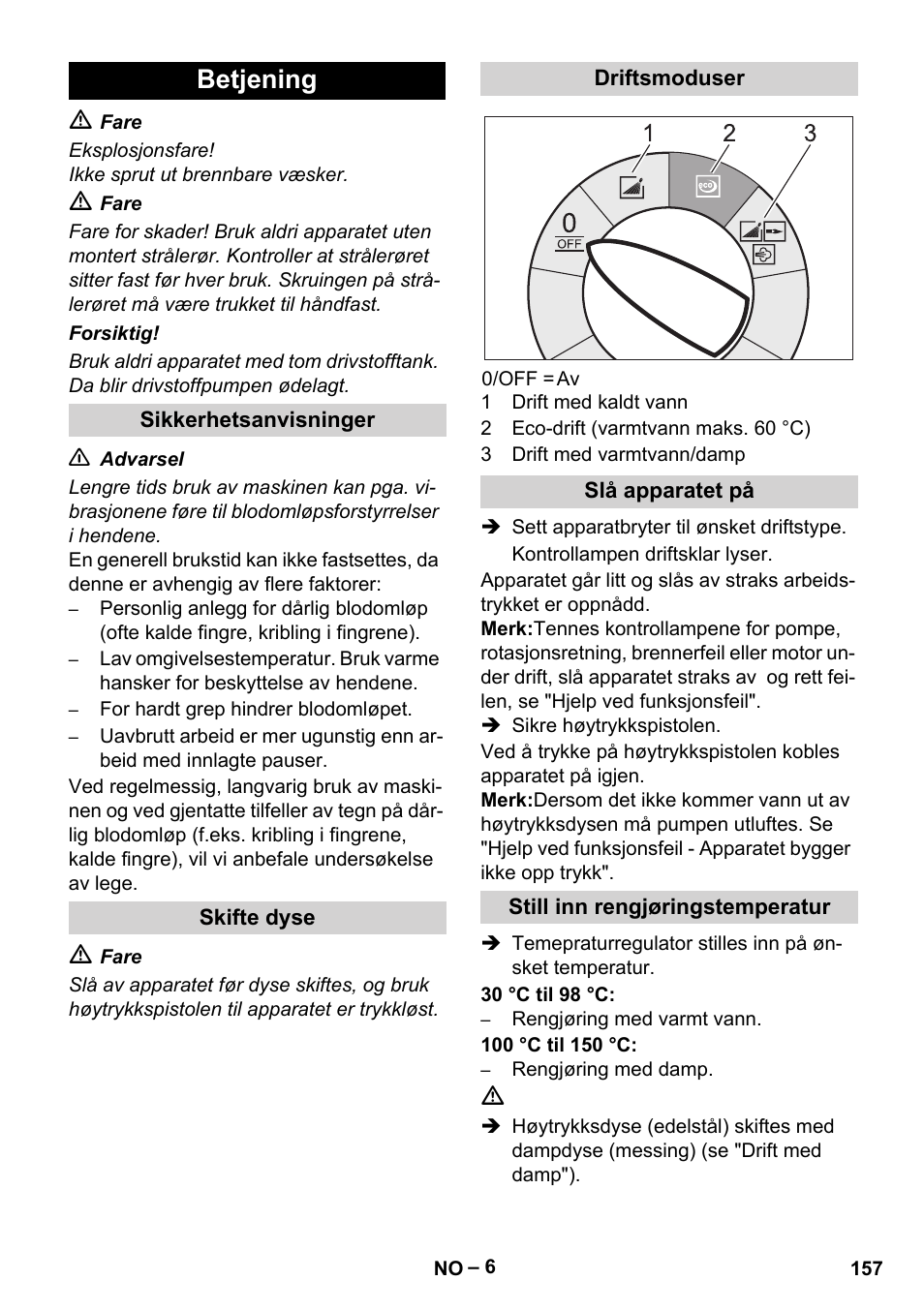 Betjening | Karcher HDS 9-18-4M User Manual | Page 157 / 500