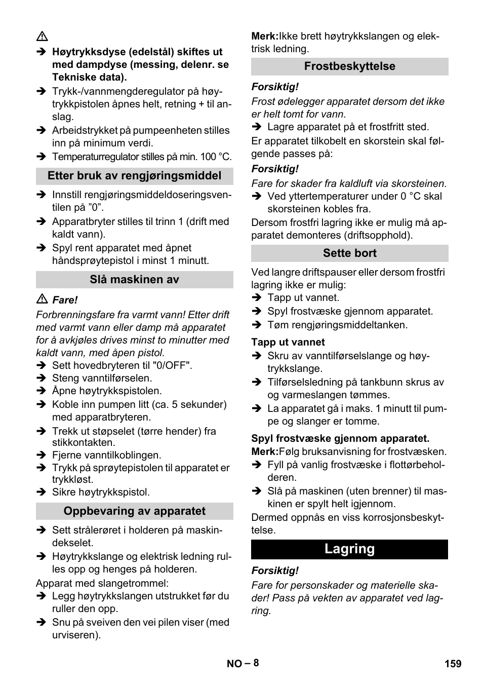 Lagring | Karcher HDS 9-18-4M User Manual | Page 159 / 500