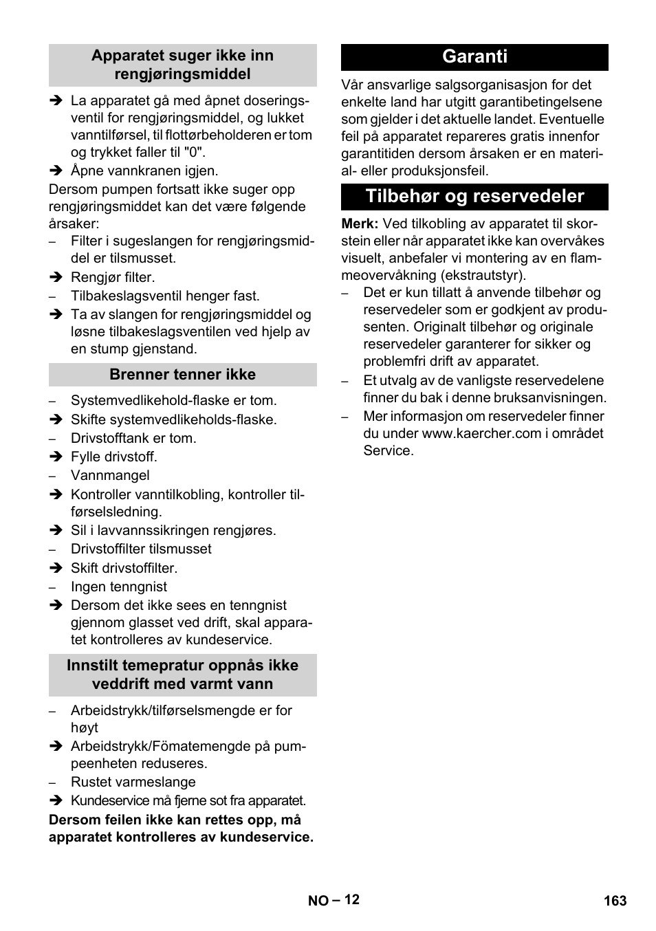 Garanti tilbehør og reservedeler | Karcher HDS 9-18-4M User Manual | Page 163 / 500