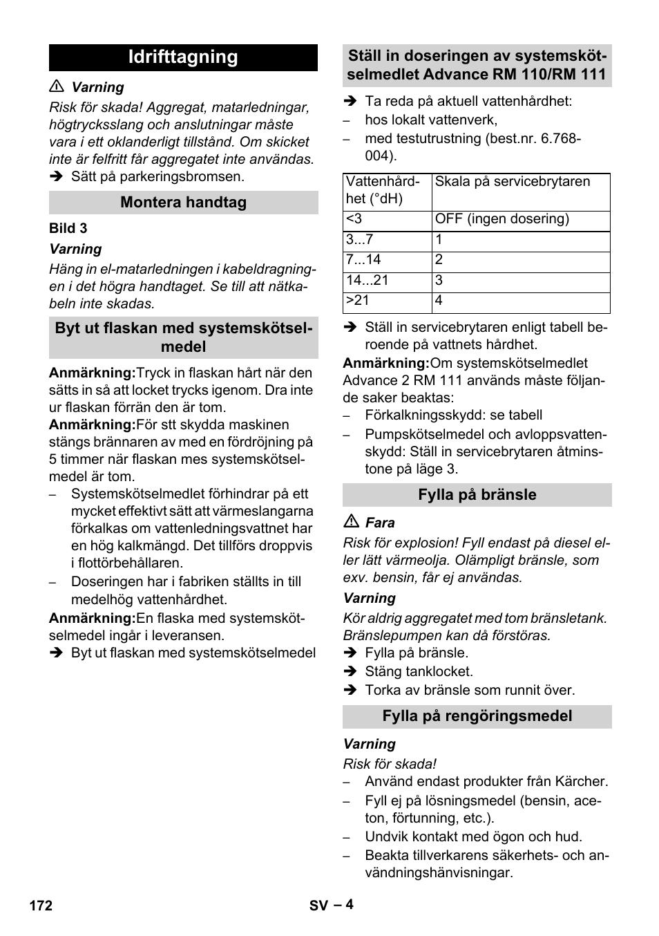 Idrifttagning | Karcher HDS 9-18-4M User Manual | Page 172 / 500