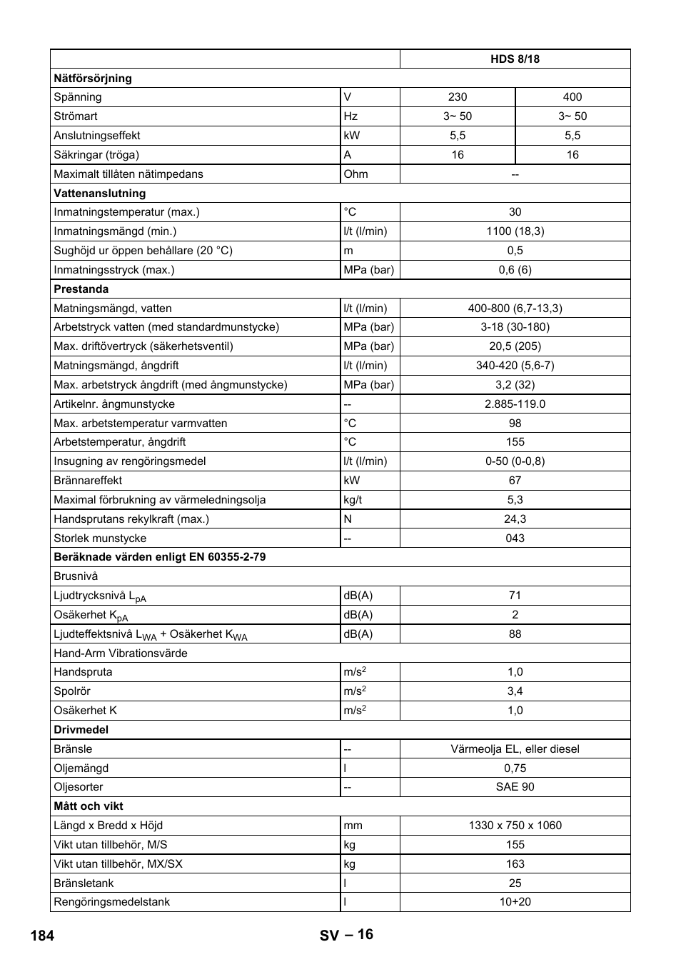 184 sv | Karcher HDS 9-18-4M User Manual | Page 184 / 500