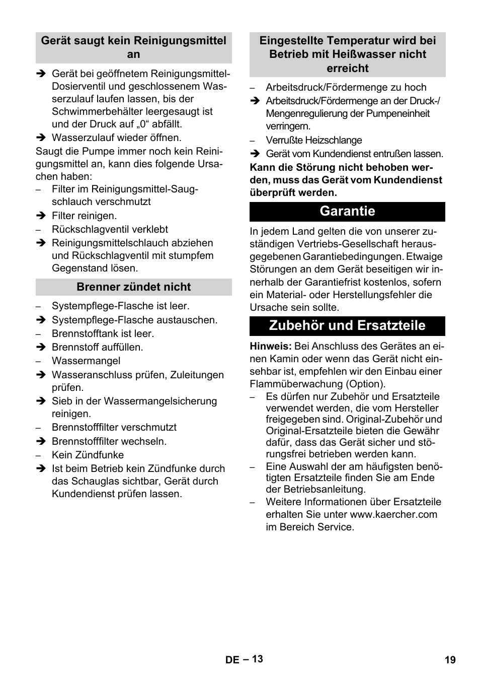 Garantie zubehör und ersatzteile | Karcher HDS 9-18-4M User Manual | Page 19 / 500