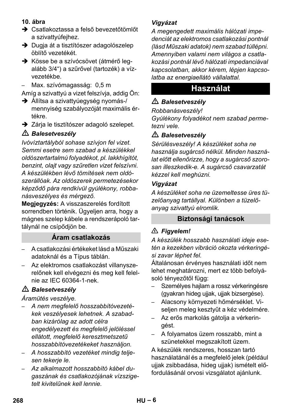 Használat | Karcher HDS 9-18-4M User Manual | Page 268 / 500