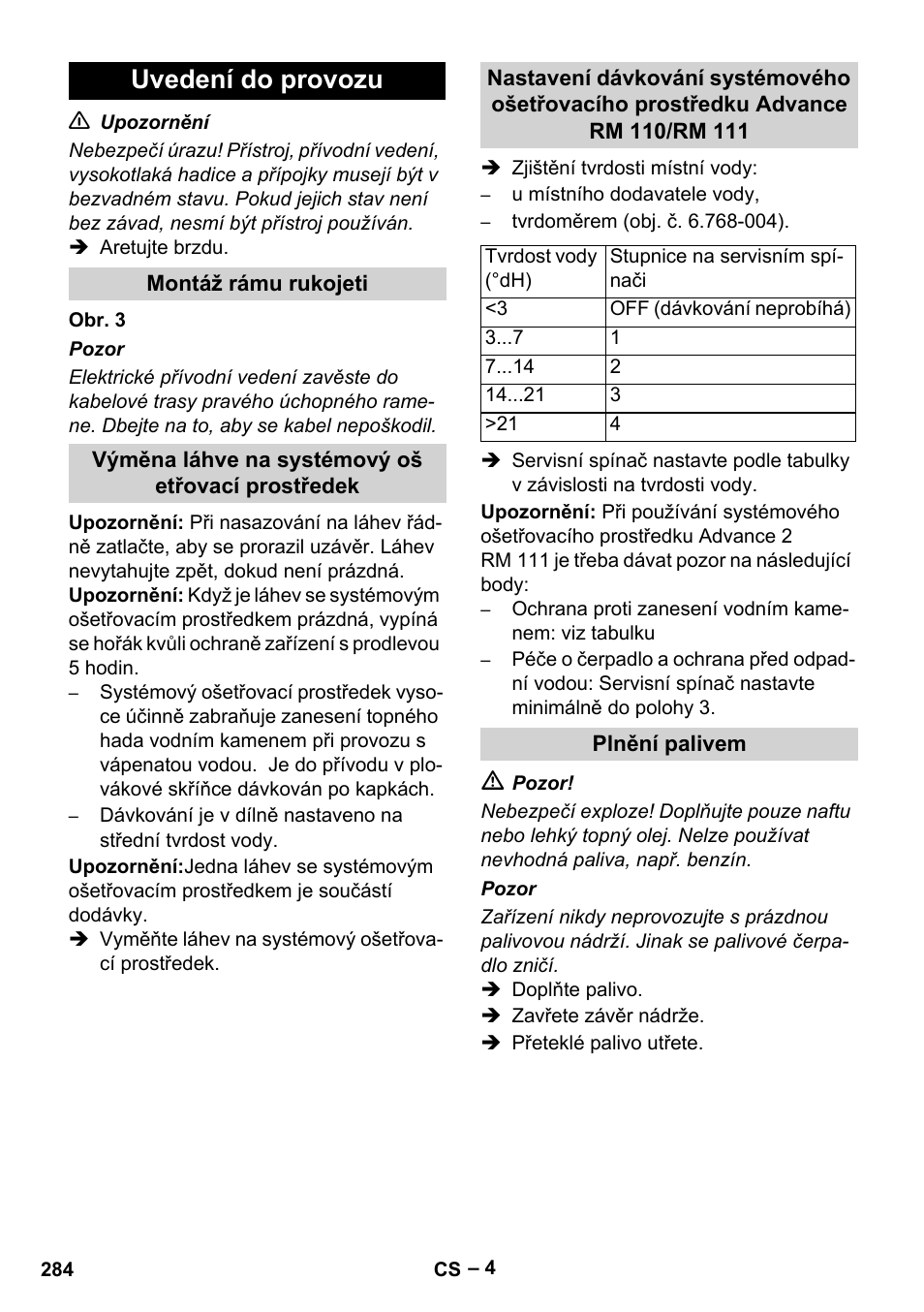 Uvedení do provozu | Karcher HDS 9-18-4M User Manual | Page 284 / 500