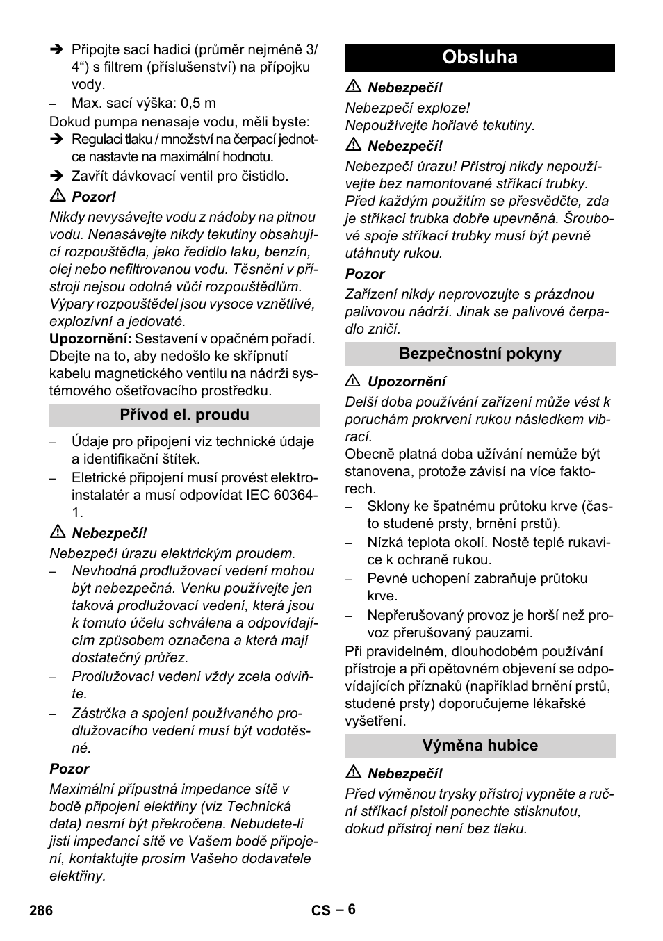 Obsluha | Karcher HDS 9-18-4M User Manual | Page 286 / 500