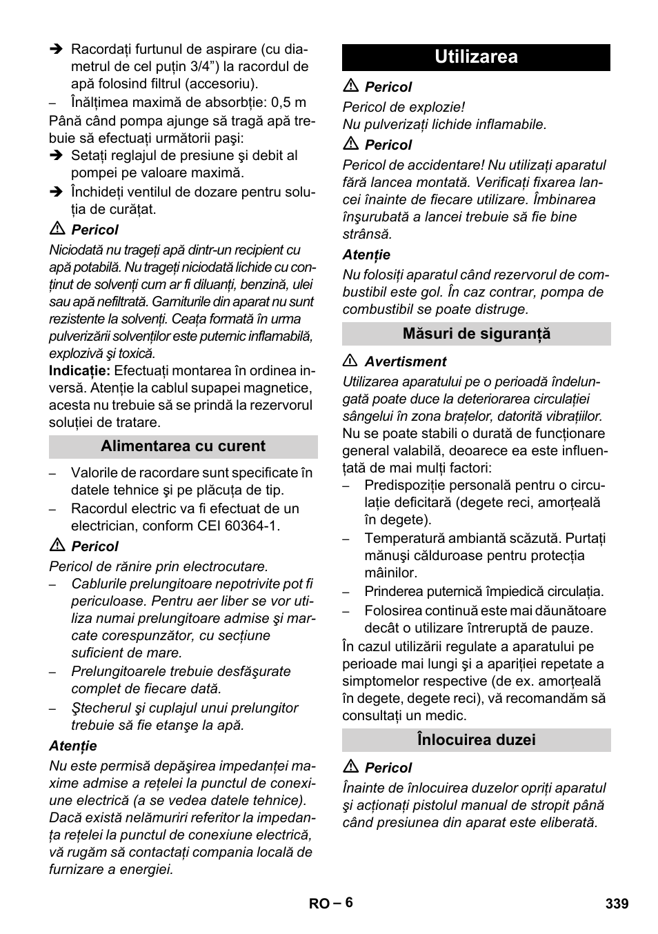 Utilizarea | Karcher HDS 9-18-4M User Manual | Page 339 / 500