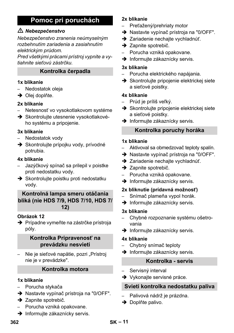 Pomoc pri poruchách | Karcher HDS 9-18-4M User Manual | Page 362 / 500