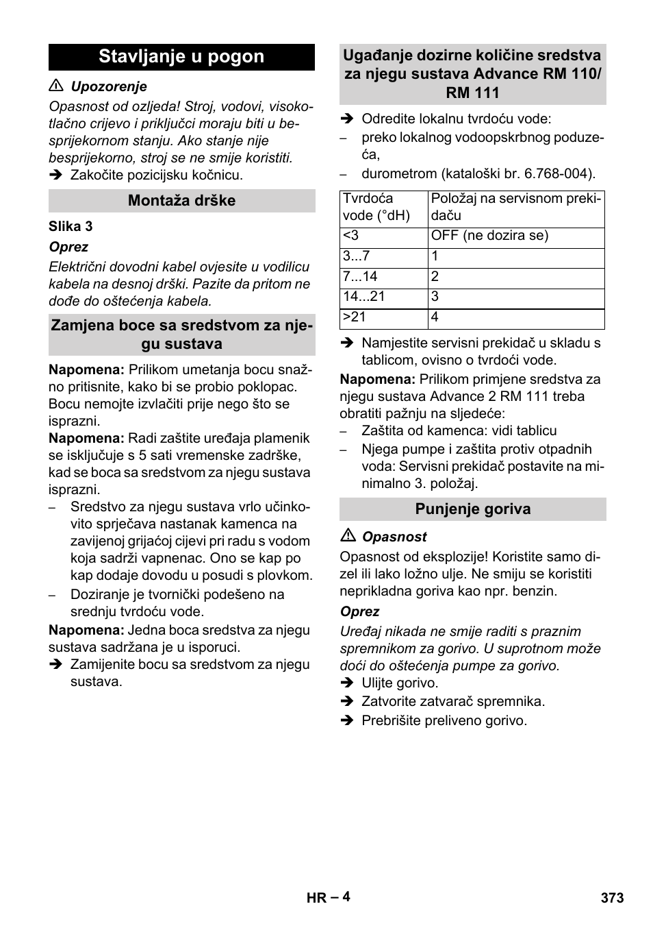 Stavljanje u pogon | Karcher HDS 9-18-4M User Manual | Page 373 / 500