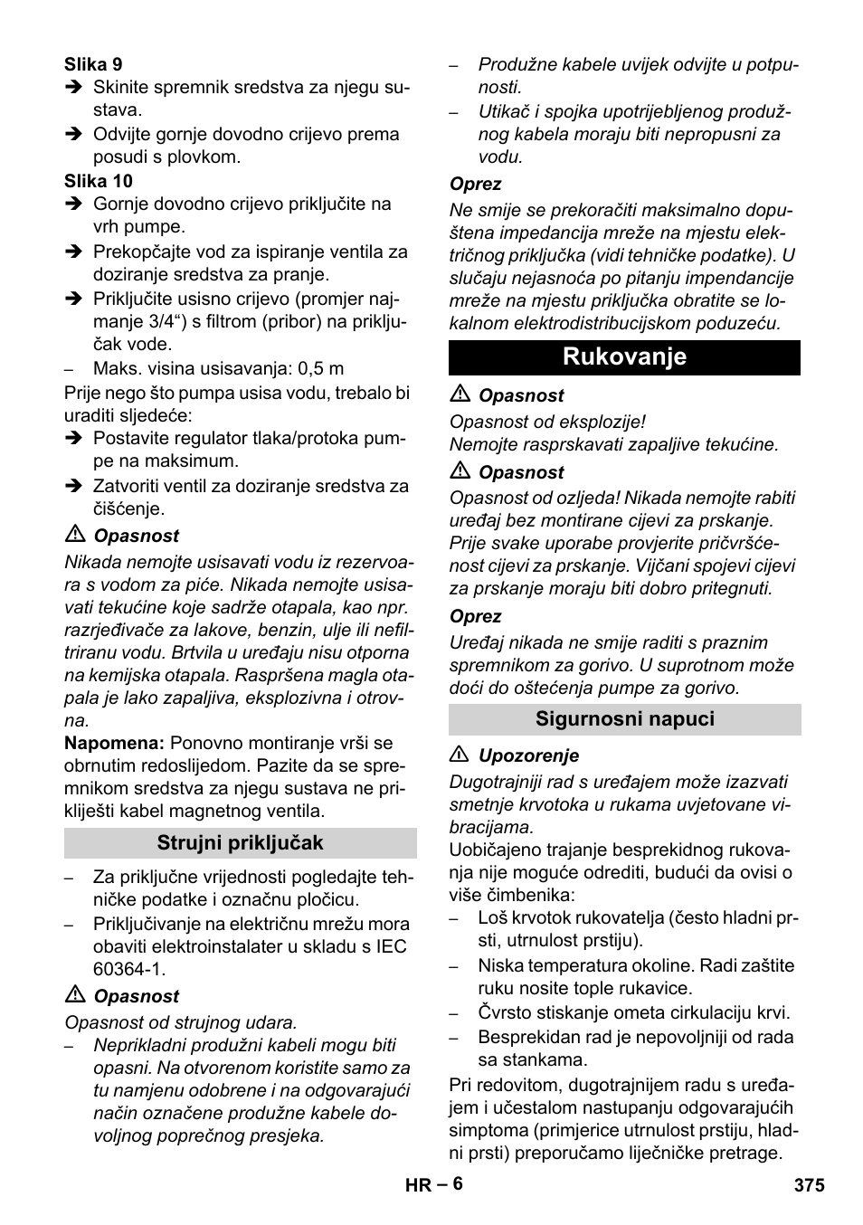 Rukovanje | Karcher HDS 9-18-4M User Manual | Page 375 / 500