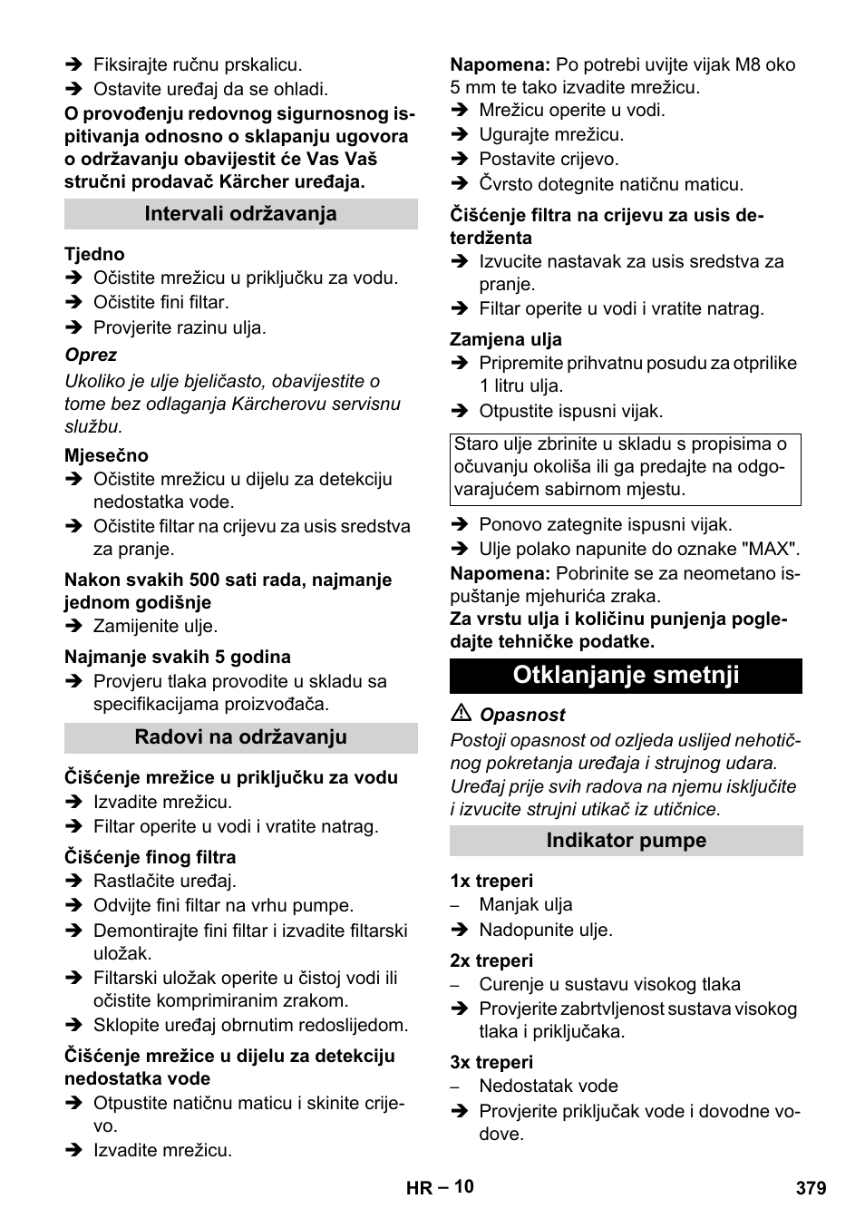 Otklanjanje smetnji | Karcher HDS 9-18-4M User Manual | Page 379 / 500