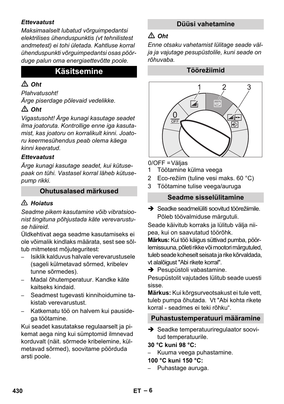 Käsitsemine | Karcher HDS 9-18-4M User Manual | Page 430 / 500