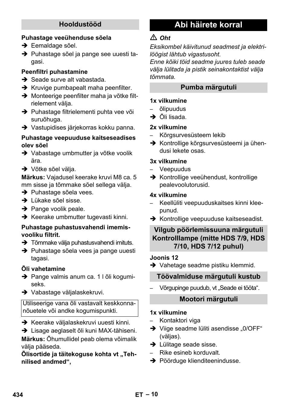 Abi häirete korral | Karcher HDS 9-18-4M User Manual | Page 434 / 500