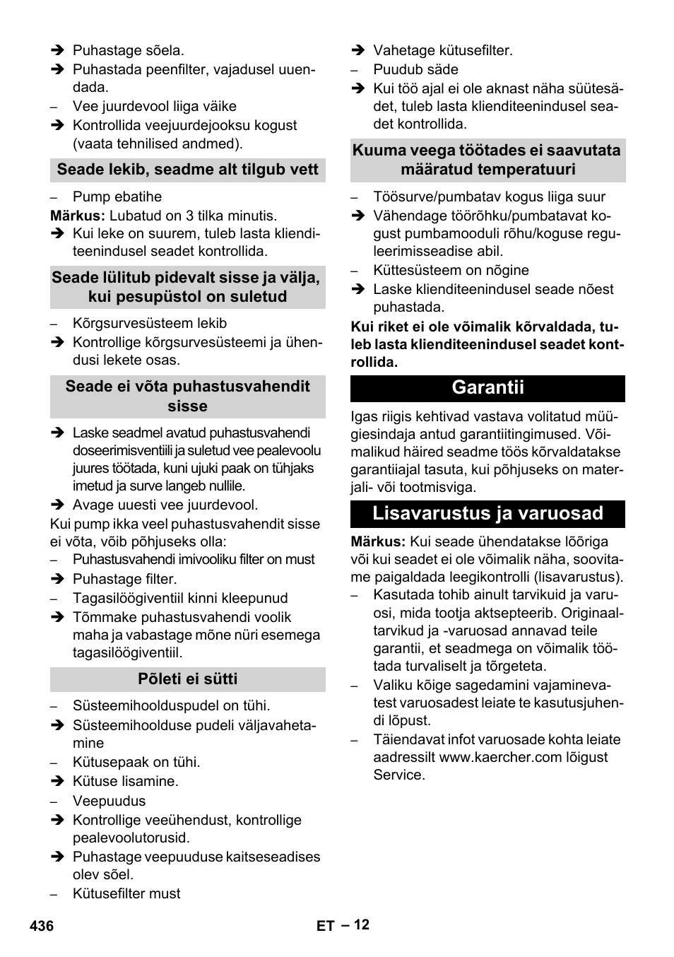 Garantii lisavarustus ja varuosad | Karcher HDS 9-18-4M User Manual | Page 436 / 500