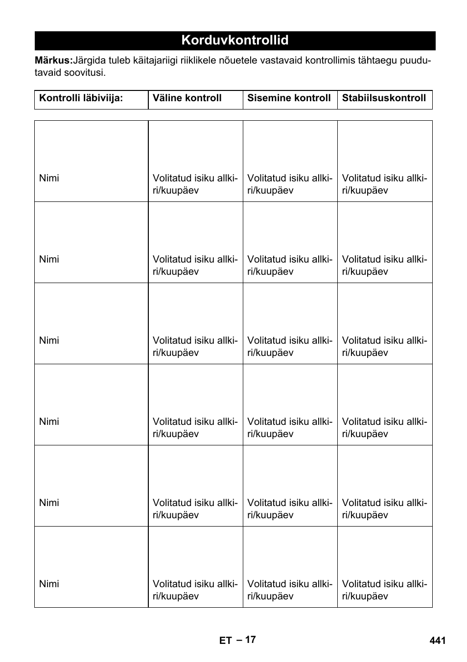 Korduvkontrollid | Karcher HDS 9-18-4M User Manual | Page 441 / 500