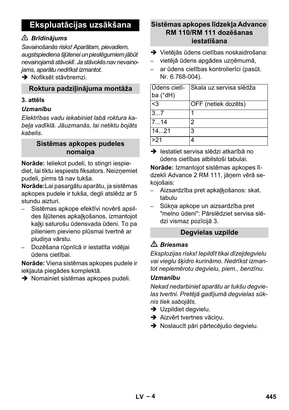 Ekspluatācijas uzsākšana | Karcher HDS 9-18-4M User Manual | Page 445 / 500