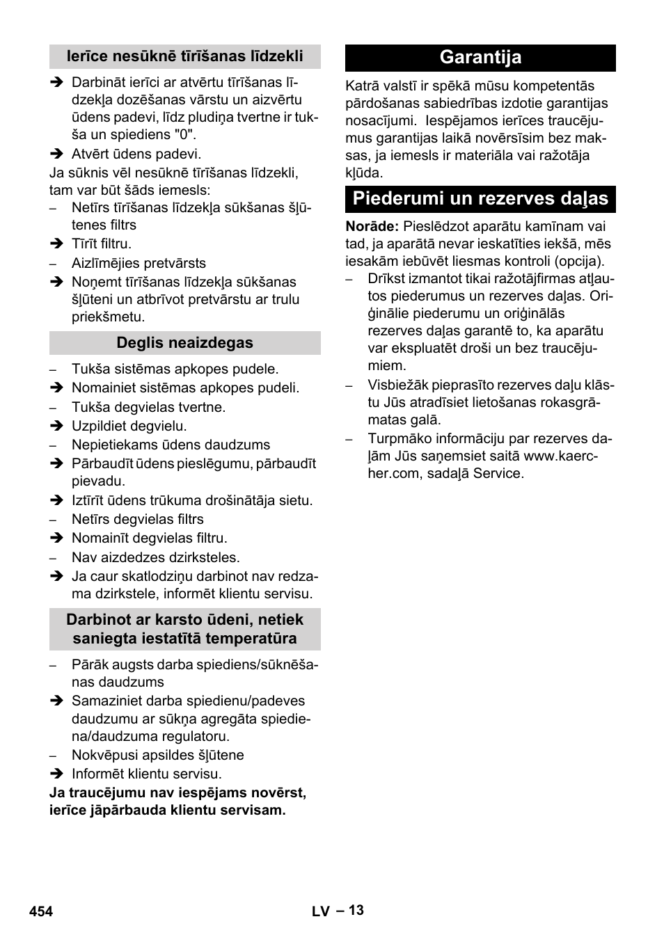 Garantija piederumi un rezerves daļas | Karcher HDS 9-18-4M User Manual | Page 454 / 500