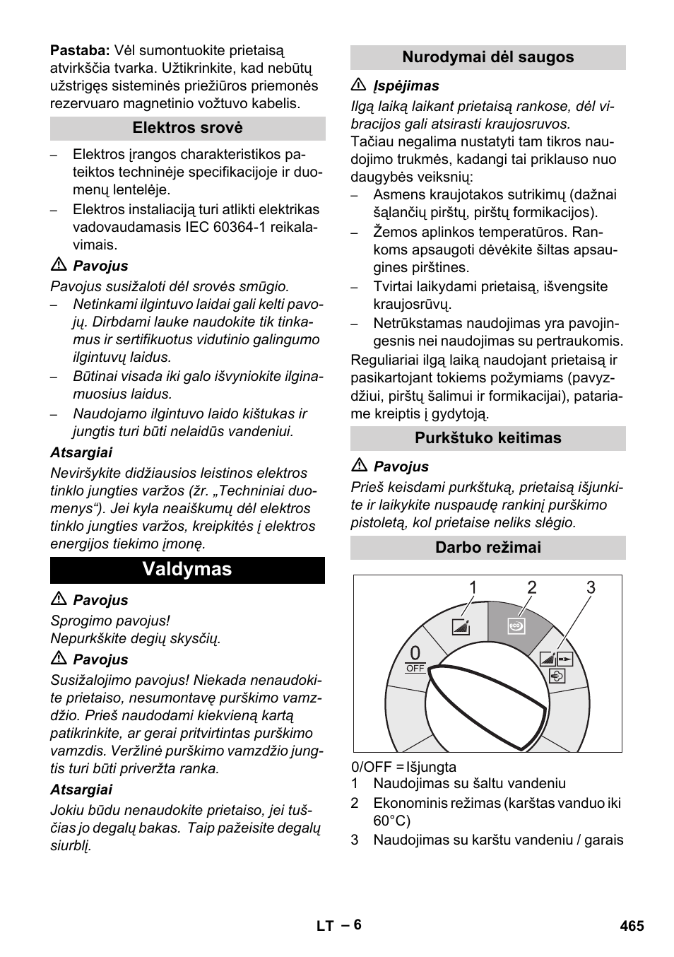 Valdymas | Karcher HDS 9-18-4M User Manual | Page 465 / 500