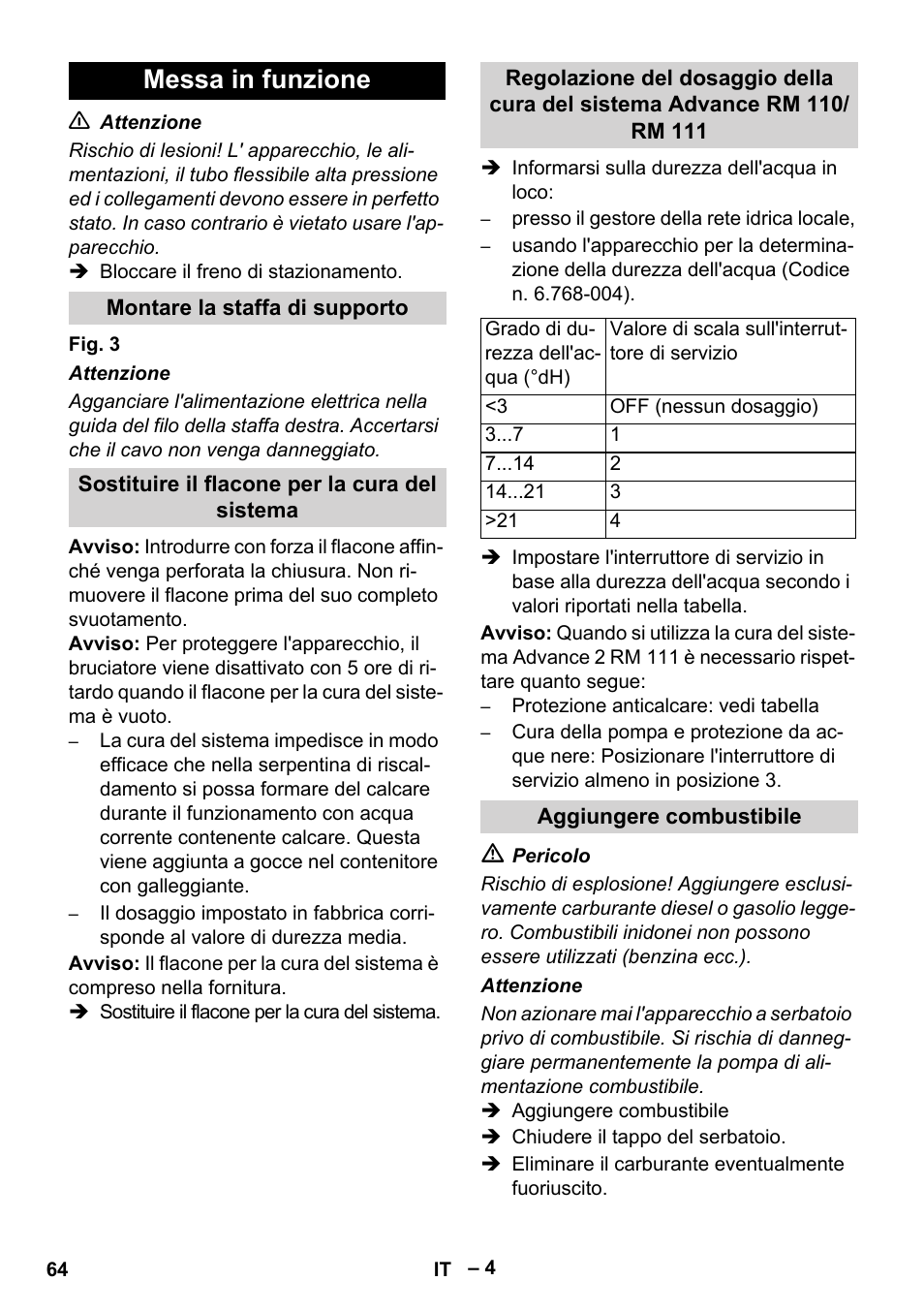 Messa in funzione | Karcher HDS 9-18-4M User Manual | Page 64 / 500