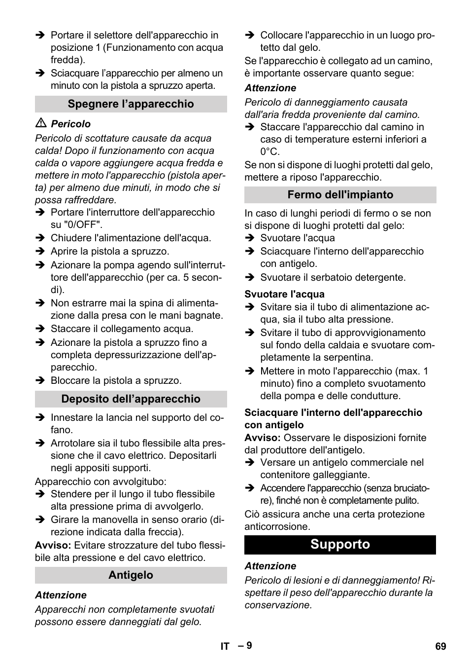 Supporto | Karcher HDS 9-18-4M User Manual | Page 69 / 500