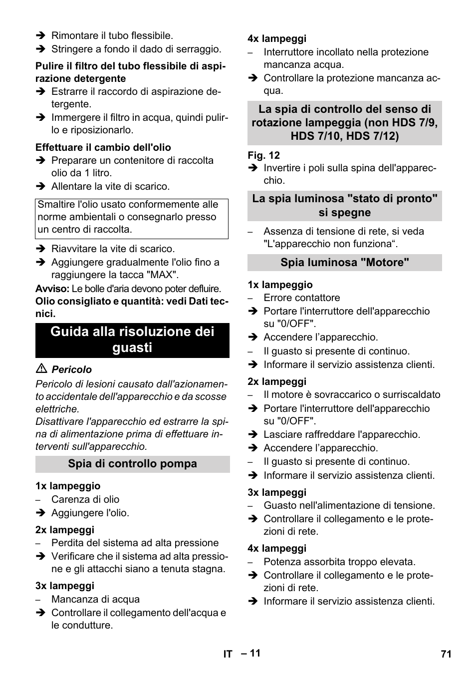 Guida alla risoluzione dei guasti | Karcher HDS 9-18-4M User Manual | Page 71 / 500